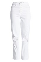 NWT 7 For All Mankind HW Cropped Straight in Royce Blanc White Button Jeans 27 - £41.56 GBP