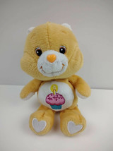 Care Bears, Birthday Bear, Golden Yellow 8&quot; Plush W/CUPCAKE Belly Badge, Good! - £14.58 GBP