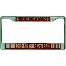 usmc marine corps persian gulf veteran military flag chrome license plate frame - £23.91 GBP