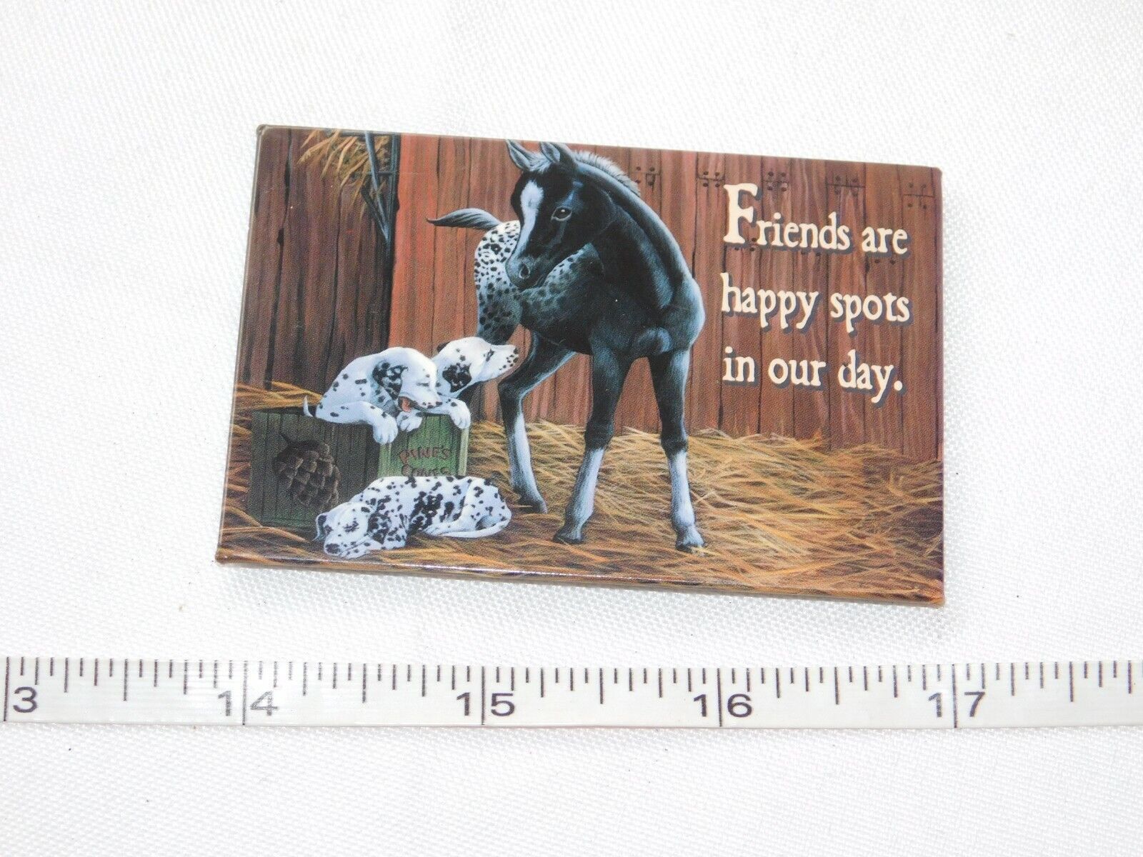 Leanin&#39; Tree &quot;Friends are Happy Spots In Our Day&quot; fridge magnet 2 1/8&quot; X 3&quot; - $10.29