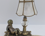 Vintage Art Nouveau Cherub L &amp; L WMC Loevsky Small Brass Lamp Oyster She... - $89.99