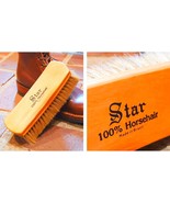 Large STAR Pro 8&quot; Shoe SHINE BRUSH Light color Heather Brown Horsehair B... - $78.68