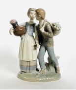 Rare Lladro Spain Porcelain Figurine, Couple Man and Woman Vase and Basket - £243.06 GBP