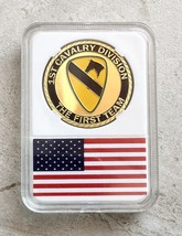 Us Army 1st Cavalry Division &quot;The First Team&quot; Challenge Coin With Case - £11.67 GBP