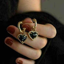 14K Yellow Gold Plated Silver 2Ct Heart Cut Cubic Zirconia Heart Dangle Earring - £88.20 GBP