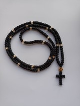 200 Black white gold lined Komboskini Theotokos Orthodox  Prayer Rope re... - £61.05 GBP