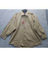 DOCKERS Dress Shirt Mens Size XL Brown Cotton Wrinkle Free Collared Butt... - $21.44