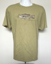 Mens Life is Good Karma Fish logo T Shirt large green Semi Fitted organic cotton - £25.65 GBP