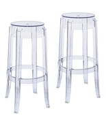 LeisureMod Mid-Century Modern Clear Acrylic Barstool, Plastic Seat &amp; Leg... - $159.50 CAD+