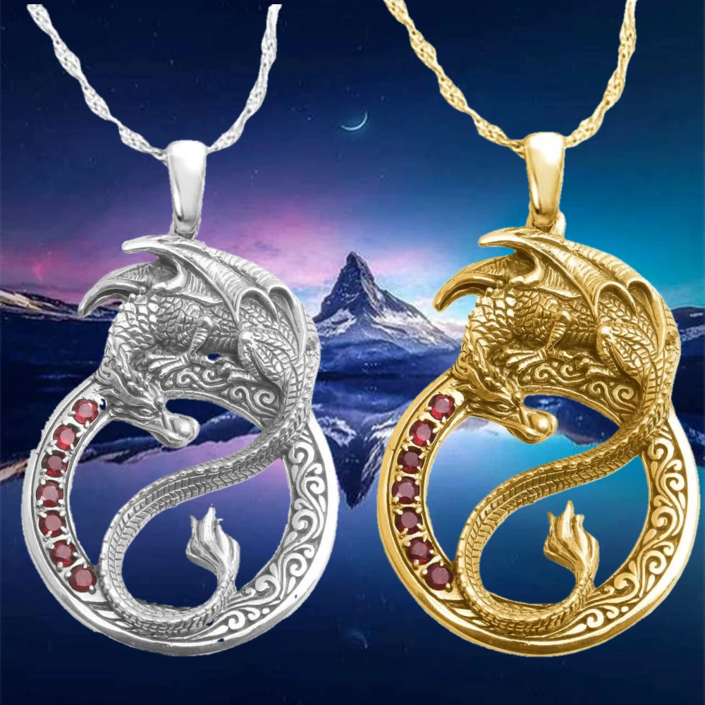House Home Exquisite Fashion Gold Plated Dragon Aklace Natural Crystal Round dra - £19.67 GBP