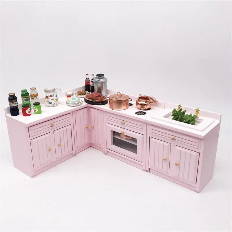 4pcs Sink Cabinet 1:12 BJD Dollhouse Kitchen Furniture Miniature Items Cupboard - £25.33 GBP