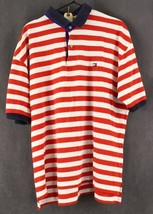 Euc Tommy Hilfiger Brand Red White Stripe Polo Cotton Golf Shirt Ladies Xl - £19.49 GBP