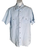 GUESS Men&#39;s Short Sleeve Button Down Solid Blue Shirt Large - $14.84