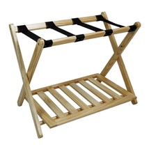 Solid Wood Luggage Rack with Bottom Storage Shelf in Natural with Black ... - $134.49