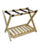 Solid Wood Luggage Rack with Bottom Storage Shelf in Natural with Black ... - $2,514.16 MXN