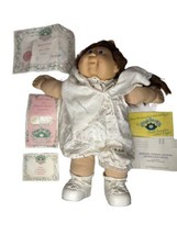 Vintage 1986 Cabbage Patch Dolls Xavier Roberts Brown Hair Blue Eyes Floral - £29.88 GBP