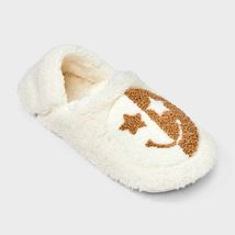 Womens Embroidered Smiley Face Cozy Fleece Pull-On Slipper Socks Ivory/T... - $204.19 MXN