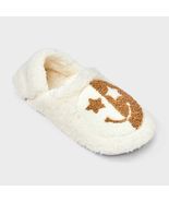 Womens Embroidered Smiley Face Cozy Fleece Pull-On Slipper Socks Ivory/T... - €9,52 EUR