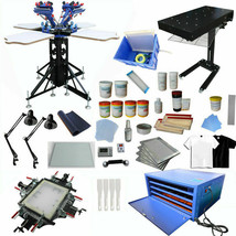 Hot Micro-adjust 4 Color 4 Station Silk Screen Printing Kit Exposure&amp;Flash Dryer - £1,819.00 GBP