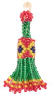 Vintage Hand Beaded Decoration Key Fob Tassel Green and Red Seed Beads 3... - $187.55 MXN