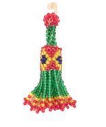 Vintage Hand Beaded Decoration Key Fob Tassel Green and Red Seed Beads 3... - €8,55 EUR