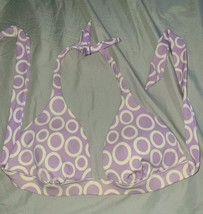 Victoria Secret Size Medium Swim Bikini Top Purple And White Circles Hal... - $12.50