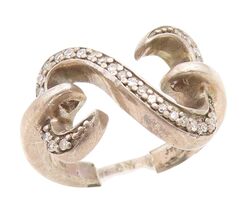 925 Sterling Silver Vintage Ring Genuine Diamonds Infinity Band  Sz 4.5 ... - $99.95