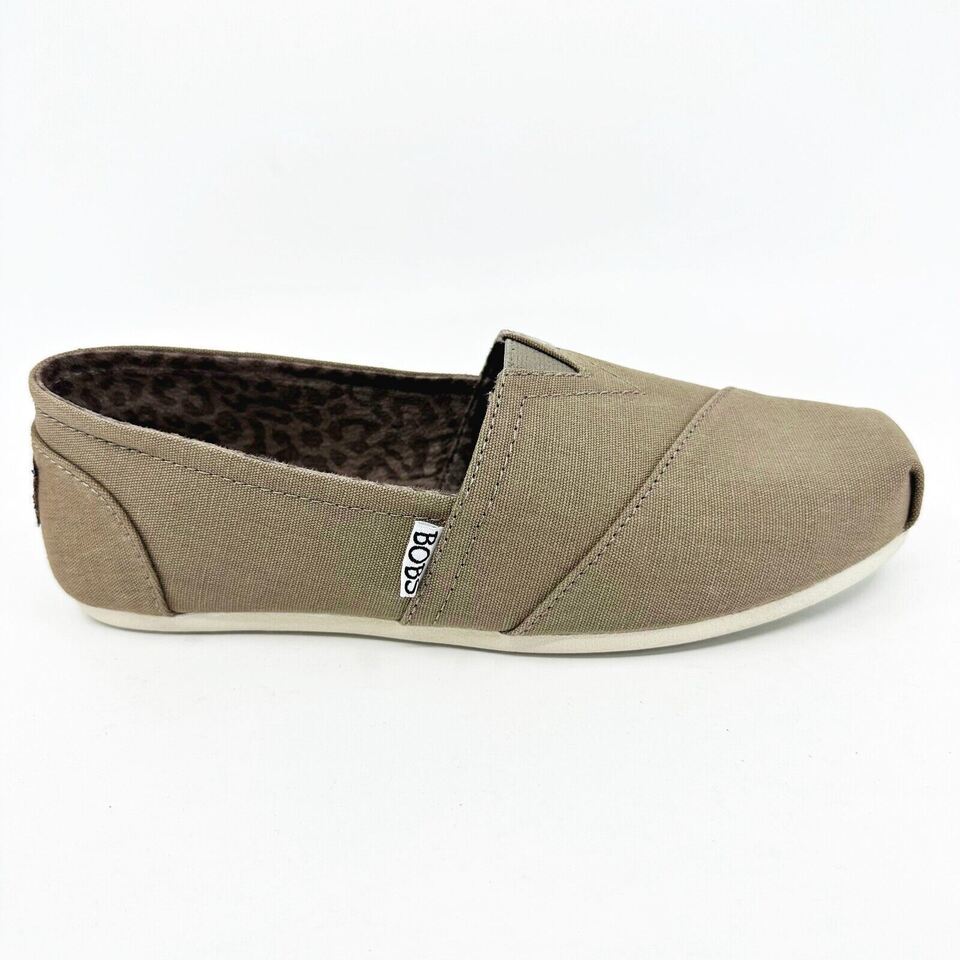 Skechers Bobs Plush Peace & Love Taupe Womens Memory Foam Flats