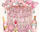 Pink Happy Birthday Party Decorations for Women Girls, Pink Happy Birthd... - $29.66