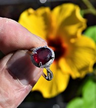 Garnet Ring Size 7 , Rhodolite Garnet.  3.75 cwt. Natural Earth Mined . 10.6x8.8 - £128.67 GBP