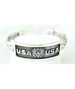 USA ARMY LOGO SOLID STERLING SILVER .925 CUFF BRACELET - $3,306.76 MXN