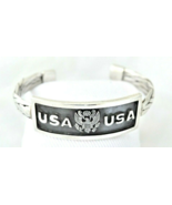 USA ARMY LOGO SOLID STERLING SILVER .925 CUFF BRACELET - £141.88 GBP