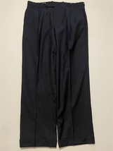 BESPOKE 36 x 30 Navy 100% Wool Twill Pleated &amp; Cuffed Shirt Grip Trousers - $48.99