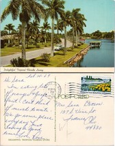 Florida Palm Trees Vintage Car Marinas Posted 1969 to Fostoria Ohio Postcard - £7.51 GBP