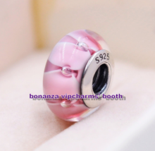 925 Sterling Silver Handmade Glass Bead Pink Murano Glass Charm - $6.60