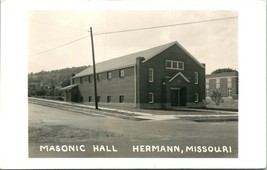 RPPC Hermann Missouri MO Masonic Hall Street View UNP Postcard - £24.53 GBP