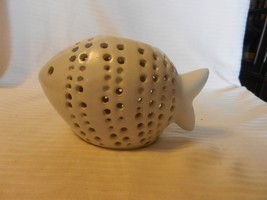 White Cast Plaster Angel Fish Figurine Gloss Glaze Use To Cover Tea Light Candle - £31.97 GBP