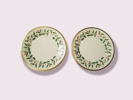 LENOX HOLIDAY dimensions Christmas Salad plates Made in USA set Of 2 - £50.42 GBP