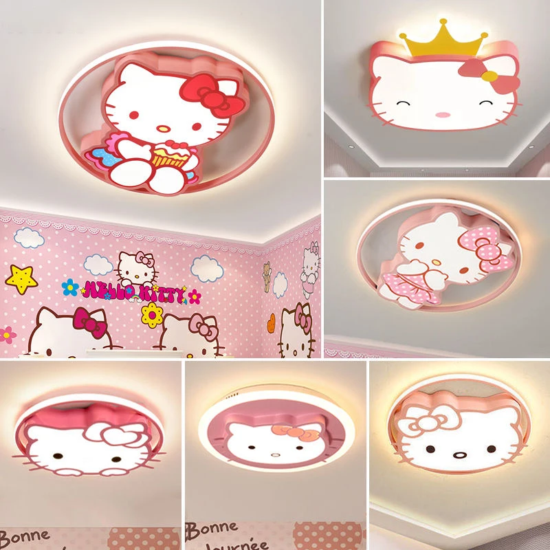 Sanrio Kawaii Hello Kitty Led Ceiling Lamp 36W Cute Anime Cartoon Living Room - £213.31 GBP