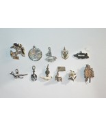 11 Vtg STERLING Silver Charms*Sea World*Munchen*Co Co Clock*MOP Bird*Lob... - $67.46 CAD