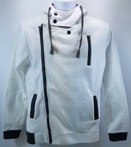 V) Qiaoyishi Sport Vogue White Gray Hooded Pullover Sweatshirt Medium - $14.84