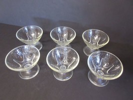 Set 6 Footed Glass Sherbet Fruit Dessert Cups - $14.50