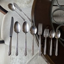 National Silver Co King Edward Silver Plate Moss Rose Pattern Flatware 10 Pieces - £26.69 GBP