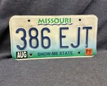 License Plate Tag Missouri MO 386 EJT 2001 “Show Me State” Rustic USA - $8.91