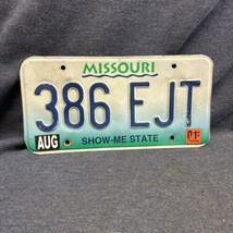 License Plate Tag Missouri MO 386 EJT 2001 “Show Me State” Rustic USA - £7.01 GBP