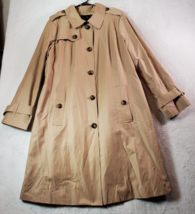 London Fog Coat Womens Size XL Khaki Pockets Long Sleeve Collar Button Front EUC - £47.22 GBP