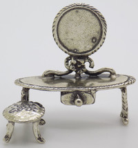 Vintage Italian Handmade Genuine Silver Dressing Table Dollhouse Miniature - £21.62 GBP