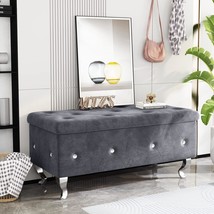 Dklgg Storage Ottoman Bench For Bedroom, Pu Leather Ottoman With, Entryway - £108.68 GBP