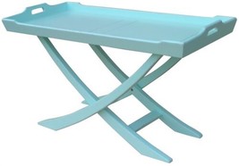 Coffee Table Cocktail TRADE WINDS CHEDI Traditional Antique Tray Aqua Painted - £606.71 GBP