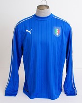 Puma Cell Blue FIGC Italia National Football Team Long Sleeve Jersey Italy Men&#39;s - £78.17 GBP